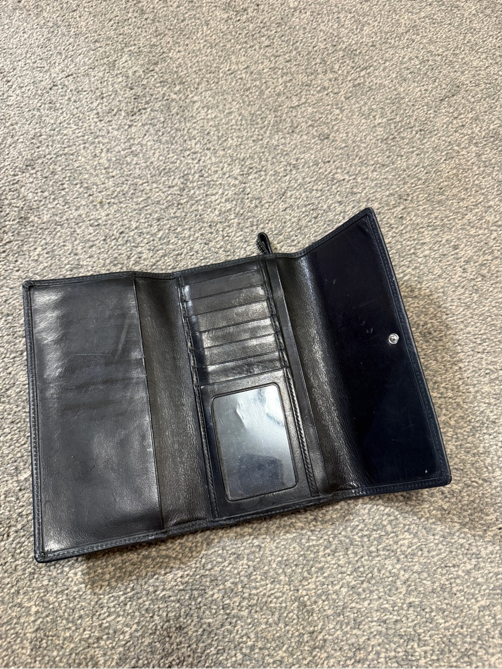Vintage Coach Signature Black Leather Slim Trifold Long Wallet - Picture 3 of 5